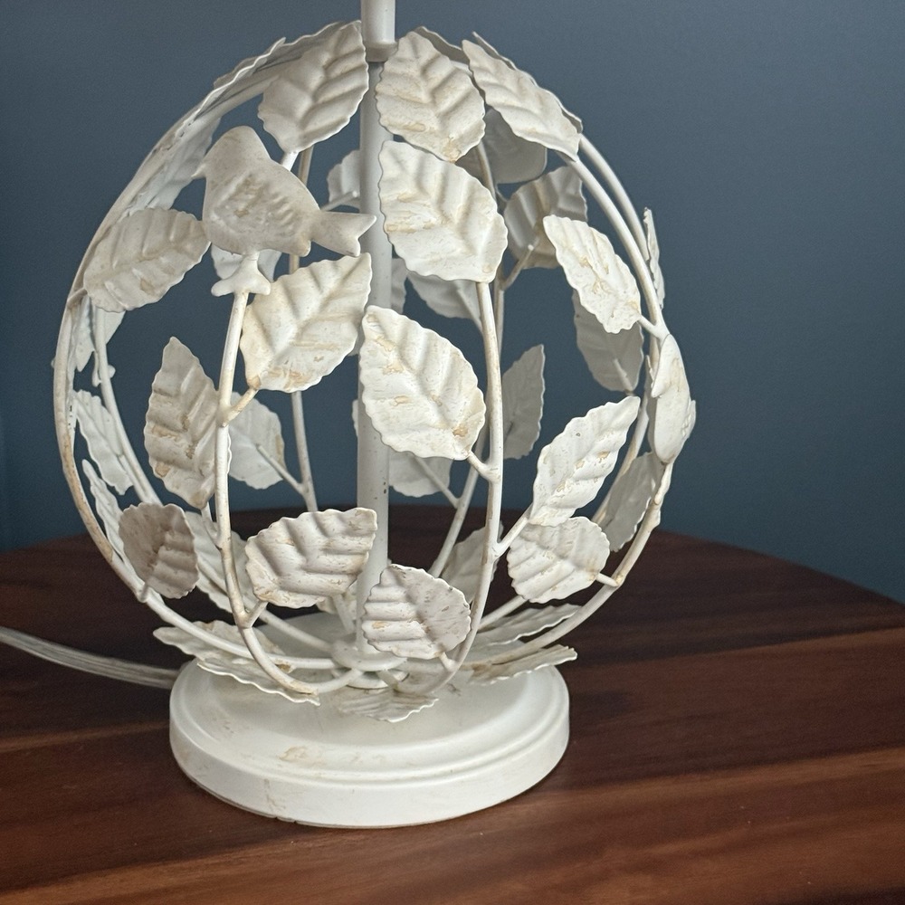 Pottery barn Kids Birdcage Lamp Cream with Pink Rosette Shade 21" - Picture 4 of 10